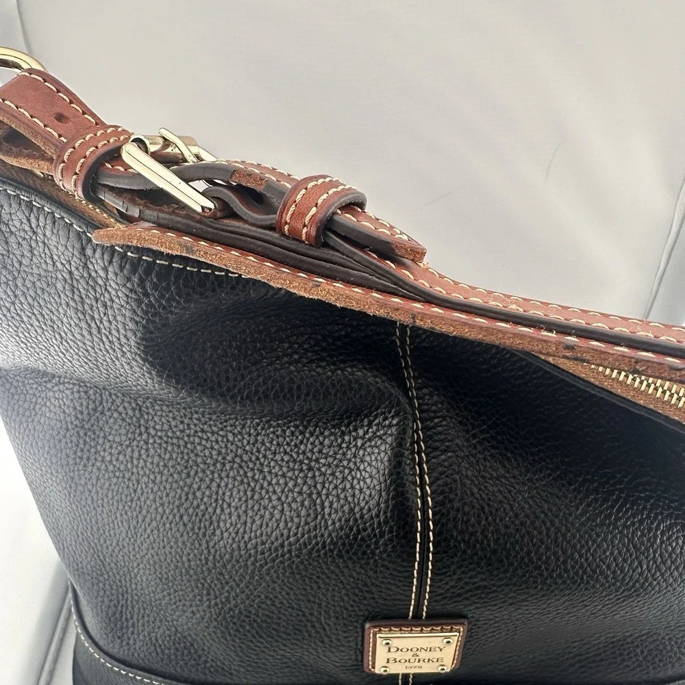 Dooney & Bourke Sophie‎ Black Pebble Leather Hobo Shoulder Bag Classic Preppy